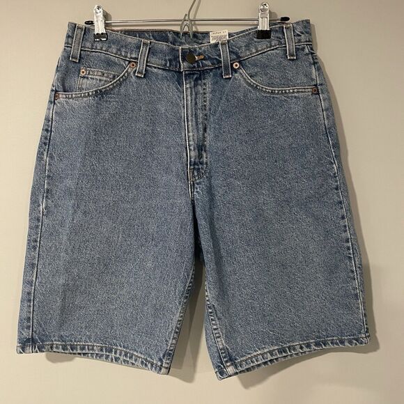 Vintage Levi’s 550 Relaxed Fit Orange Tab Dad Shorts 33x10 Denim Jean Jorts - Picture 1 of 9